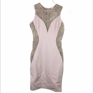 Quii blush pink mauve embroidered bodycon mini  dress